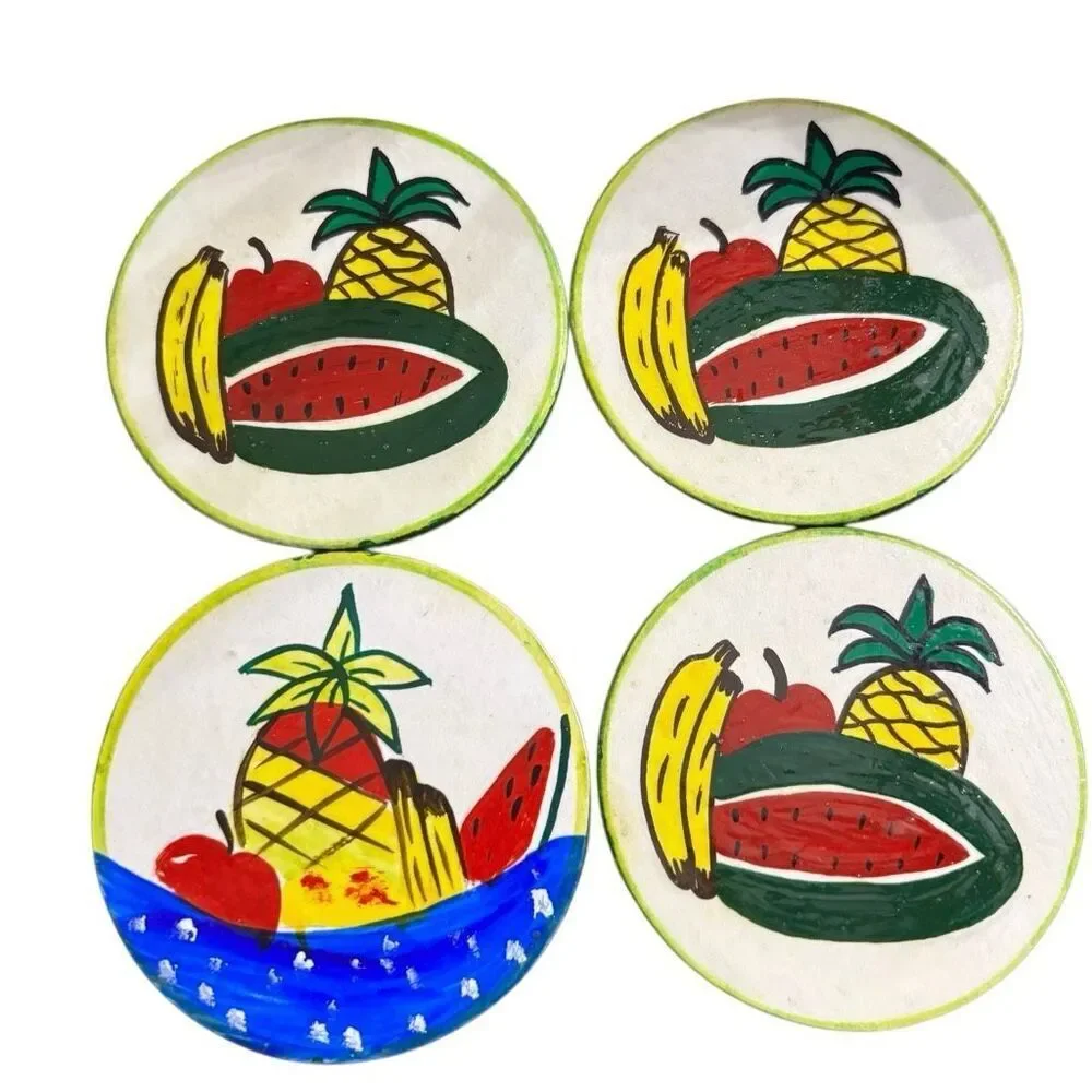 Vintage Hand Painted Wooden Coasters